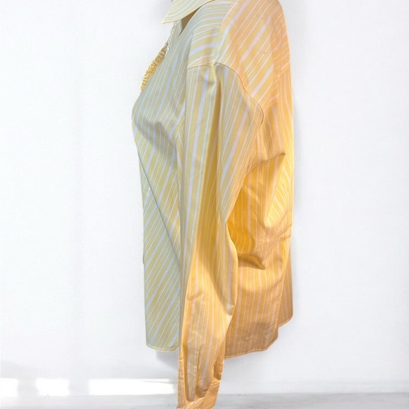 Orvis Yellow Button Down Shirt Relaxed Notched Collar - Picture 2 of 6